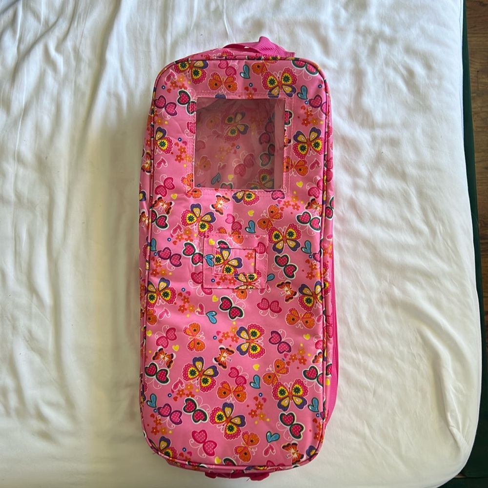 NEW - American Girl Doll Carrying Backpack Case - pink floral